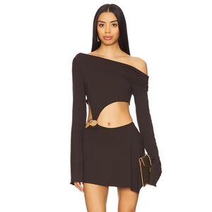 Jaded London Asymmetrical Dress Brown